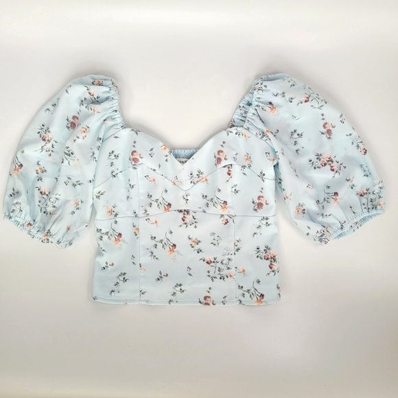 Abercrombie & Fitch Tops - Abercrombie & Fitch Floral Corset Puff Sleeved Top Size XS
